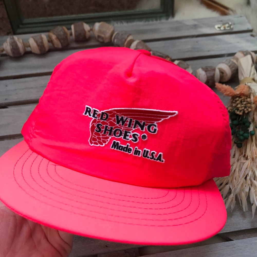 Vintage Rare Red Wing Shoes USA Heritage Boots Swingster Hat Pink Snapback - Picture 2 of 5